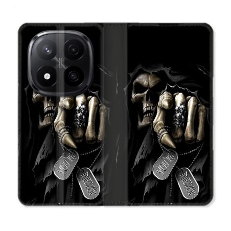 Housse Cuir Portefeuille Pour Xiaomi Redmi Note 14 PRO PLUS 5G Tete de Mort Your Next