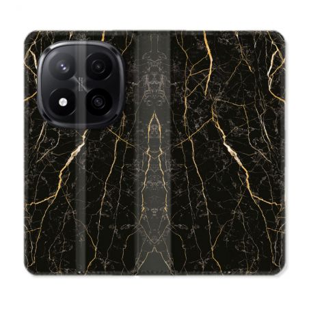 Housse Cuir Portefeuille Pour Xiaomi Redmi Note 14 PRO PLUS 5G Texture Marbre Noir