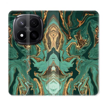 Housse Cuir Portefeuille Pour Xiaomi Redmi Note 14 PRO PLUS 5G Texture Marbre Vert