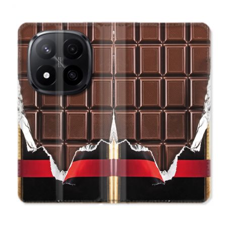 Housse Cuir Portefeuille Pour Xiaomi Redmi Note 14 PRO PLUS 5G Texture Trompe Oeil Chocolat