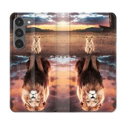 Housse Cuir Portefeuille Pour Samsung Galaxy A26 5G Animal Lion Reflet