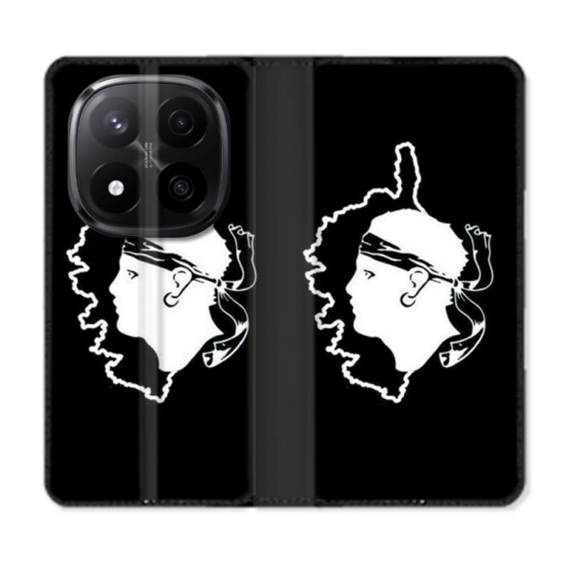 Housse Cuir Portefeuille Pour Xiaomi Redmi Note 14 PRO PLUS 5G Voyage Corse Noir