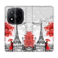 Housse Cuir Portefeuille Pour Xiaomi Redmi Note 14 PRO PLUS 5G Voyage France Paris Rouge