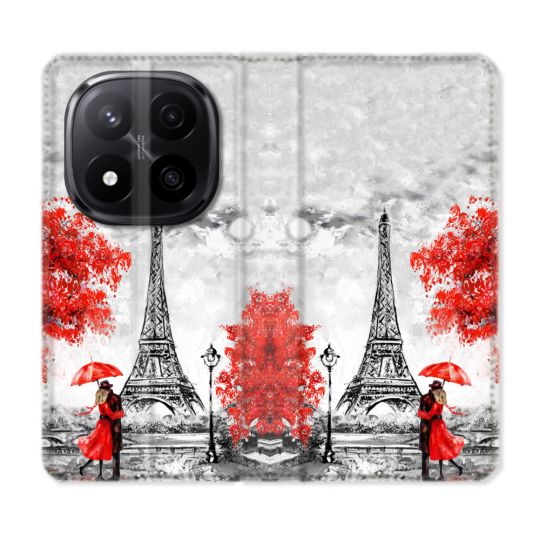 Housse Cuir Portefeuille Pour Xiaomi Redmi Note 14 PRO PLUS 5G Voyage France Paris Rouge