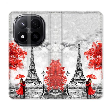 Housse Cuir Portefeuille Pour Xiaomi Redmi Note 14 PRO PLUS 5G Voyage France Paris Rouge