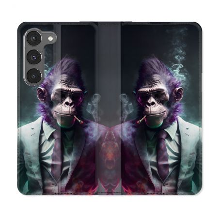 Housse Cuir Portefeuille Pour Samsung Galaxy A26 5G Animal Singe Business