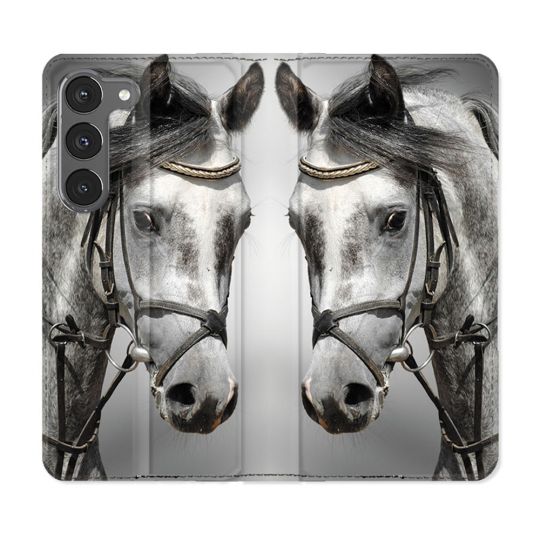 Housse Cuir Portefeuille Pour Samsung Galaxy A36 5G Animal Cheval Blanc