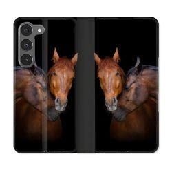 Housse Cuir Portefeuille Pour Samsung Galaxy A36 5G Animal Cheval Marron