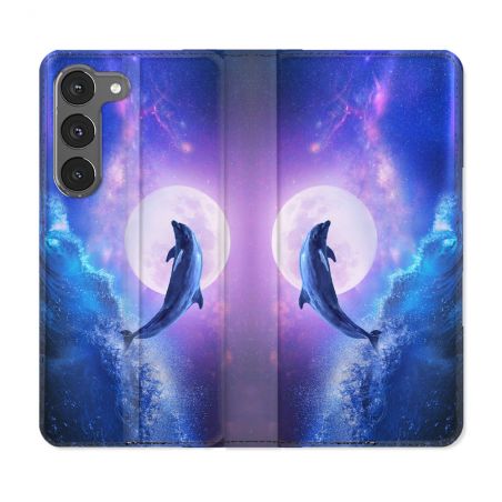 Housse Cuir Portefeuille Pour Samsung Galaxy A36 5G Animal Dauphin Vague
