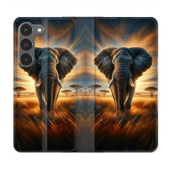 Housse Cuir Portefeuille Pour Samsung Galaxy A36 5G Animal Elephant Savane