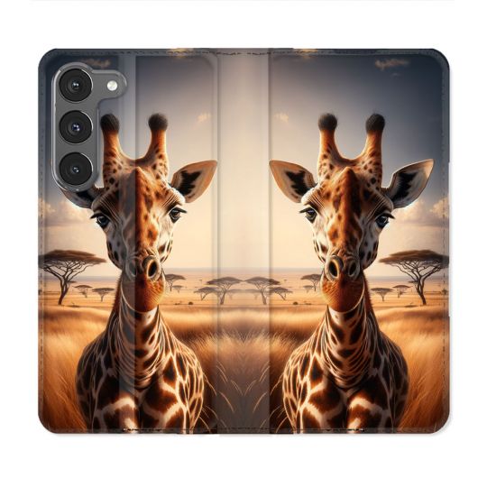 Housse Cuir Portefeuille Pour Samsung Galaxy A36 5G Animal Girafe Savane