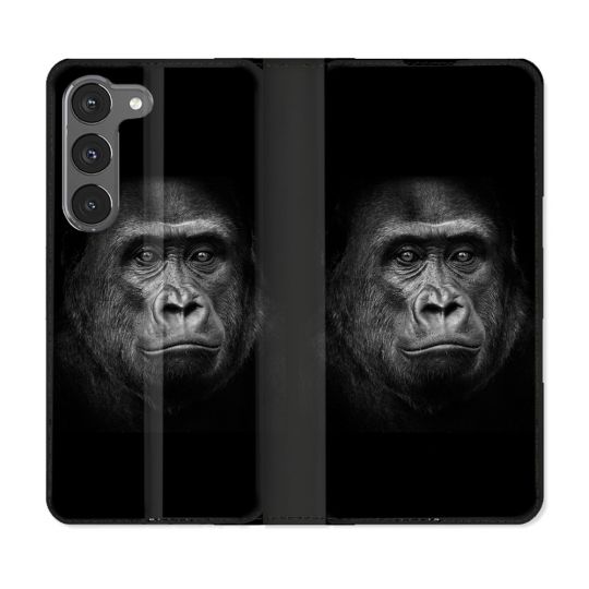 Housse Cuir Portefeuille Pour Samsung Galaxy A36 5G Animal Gorille Noir