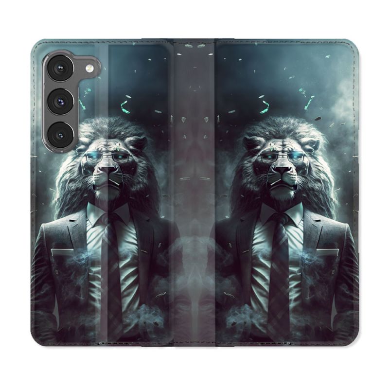 Housse Cuir Portefeuille Pour Samsung Galaxy A36 5G Animal Lion Business