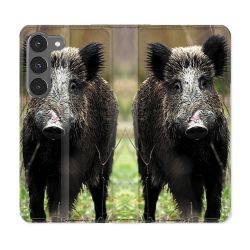 Housse Cuir Portefeuille Pour Samsung Galaxy A26 5G Chasse Sanglier bois