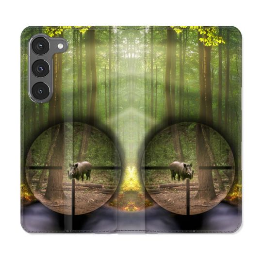 Housse Cuir Portefeuille Pour Samsung Galaxy A26 5G Chasse Sanglier Viseur