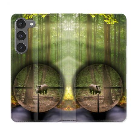 Housse Cuir Portefeuille Pour Samsung Galaxy A26 5G Chasse Sanglier Viseur