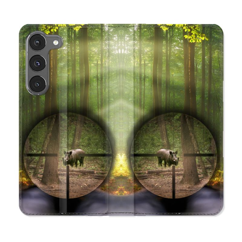 Housse Cuir Portefeuille Pour Samsung Galaxy A26 5G Chasse Sanglier Viseur