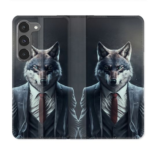 Housse Cuir Portefeuille Pour Samsung Galaxy A36 5G Animal Loup Business