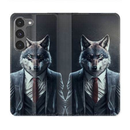 Housse Cuir Portefeuille Pour Samsung Galaxy A36 5G Animal Loup Business