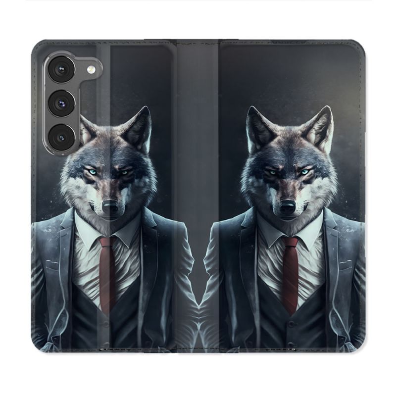 Housse Cuir Portefeuille Pour Samsung Galaxy A36 5G Animal Loup Business