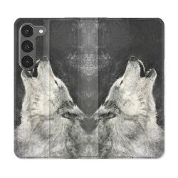 Housse Cuir Portefeuille Pour Samsung Galaxy A36 5G Animal Loup Hurlement