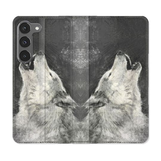 Housse Cuir Portefeuille Pour Samsung Galaxy A36 5G Animal Loup Hurlement