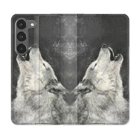 Housse Cuir Portefeuille Pour Samsung Galaxy A36 5G Animal Loup Hurlement