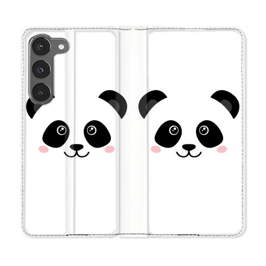 Housse Cuir Portefeuille Pour Samsung Galaxy A36 5G Animal Panda Blanc