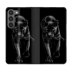 Housse Cuir Portefeuille Pour Samsung Galaxy A36 5G Animal Panthère Noire