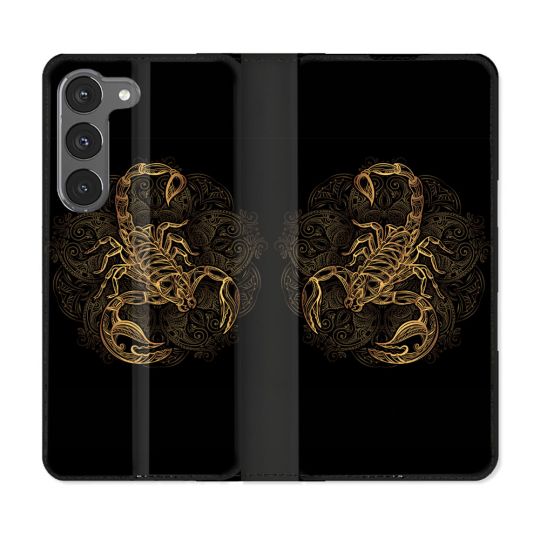 Housse Cuir Portefeuille Pour Samsung Galaxy A36 5G Animal Scorpion Fresque