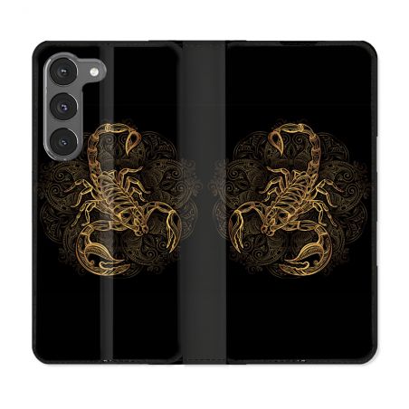 Housse Cuir Portefeuille Pour Samsung Galaxy A36 5G Animal Scorpion Fresque