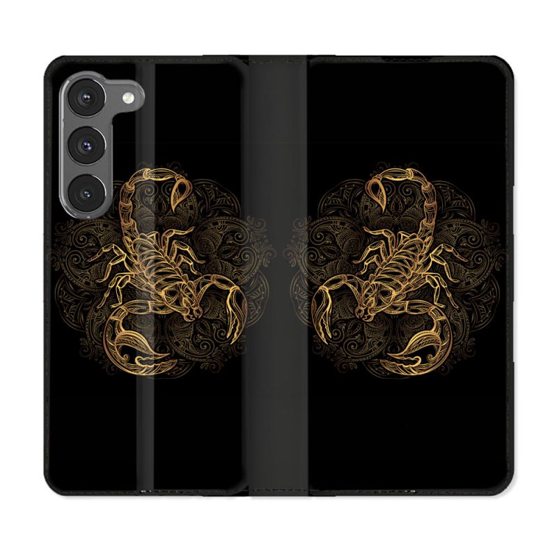 Housse Cuir Portefeuille Pour Samsung Galaxy A36 5G Animal Scorpion Fresque