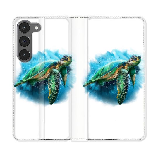 Housse Cuir Portefeuille Pour Samsung Galaxy A36 5G Animal Tortue Blanche multicolore