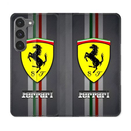 Housse Cuir Portefeuille Pour Samsung Galaxy A26 5G Ferrari Carbone