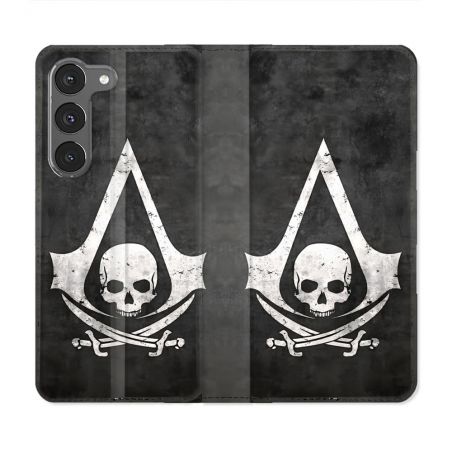Housse Cuir Portefeuille Pour Samsung Galaxy A36 5G Assassin Creed Tete Mort