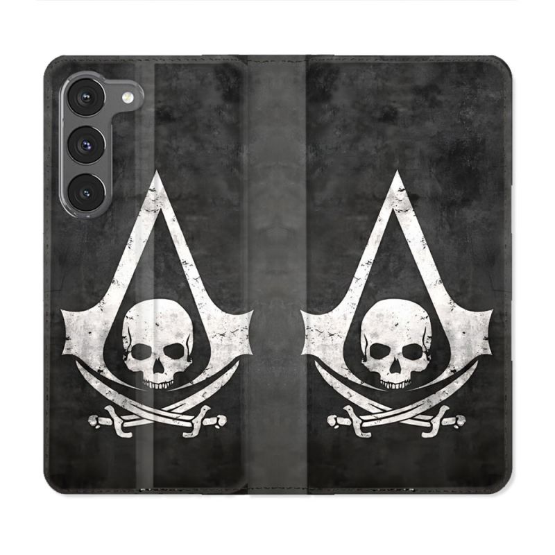 Housse Cuir Portefeuille Pour Samsung Galaxy A36 5G Assassin Creed Tete Mort