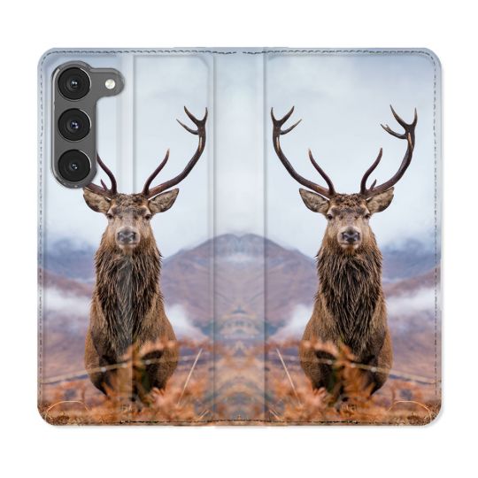 Housse Cuir Portefeuille Pour Samsung Galaxy A36 5G Chasse Chevreuil Montagne