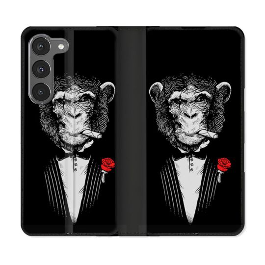 Housse Cuir Portefeuille Pour Samsung Galaxy A36 5G Decale Singe Mafia