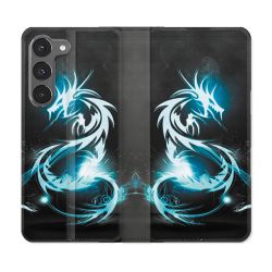 Housse Cuir Portefeuille Pour Samsung Galaxy A36 5G Fantastique Dragon Bleu