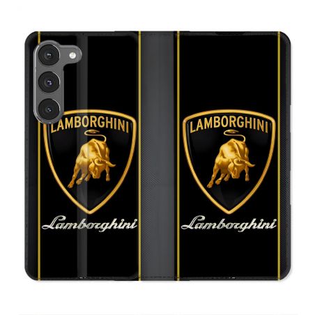Housse Cuir Portefeuille Pour Samsung Galaxy A26 5G Lamborghini Carbone