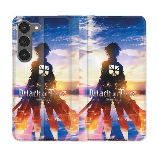 Housse Cuir Portefeuille Pour Samsung Galaxy A26 5G Manga Attaque Titans Soleil