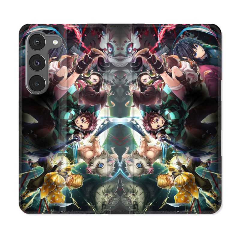 Housse Cuir Portefeuille Pour Samsung Galaxy A26 5G Manga Demon Slayer Groupe