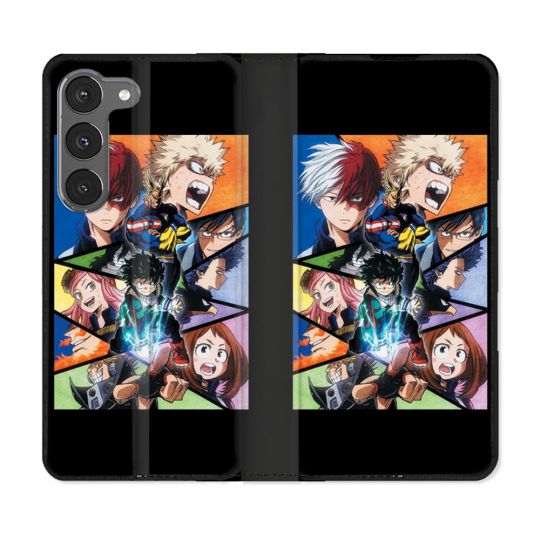 Housse Cuir Portefeuille Pour Samsung Galaxy A26 5G Manga My Hero Academia Noir