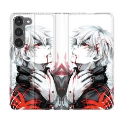 Housse Cuir Portefeuille Pour Samsung Galaxy A26 5G Manga Tokyo Ghoul Kaneki Blanc