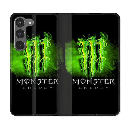 Housse Cuir Portefeuille Pour Samsung Galaxy A26 5G Monster Energy Vert