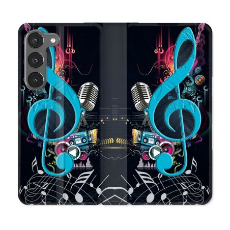 Housse Cuir Portefeuille Pour Samsung Galaxy A26 5G Musique Cle Sol Bleu