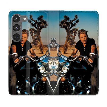 Housse Cuir Portefeuille Pour Samsung Galaxy A26 5G Musique Johnny Hallyday Moto