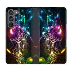 Housse Cuir Portefeuille Pour Samsung Galaxy A26 5G Musique Partition Multicolore