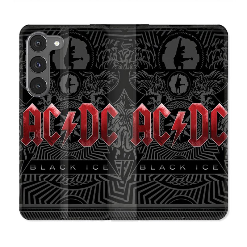Housse Cuir Portefeuille Pour Samsung Galaxy A26 5G Musique Rock ACDC Rouge
