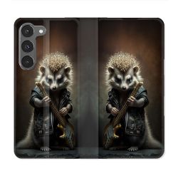 Housse Cuir Portefeuille Pour Samsung Galaxy A26 5G Musique Rock Herisson